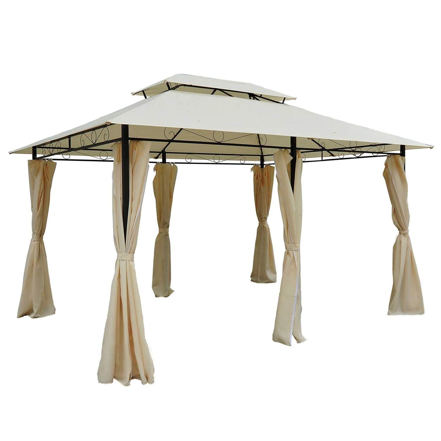 Dubbeltak Trädgårdstält 3x4m Beige/Svart För Fest