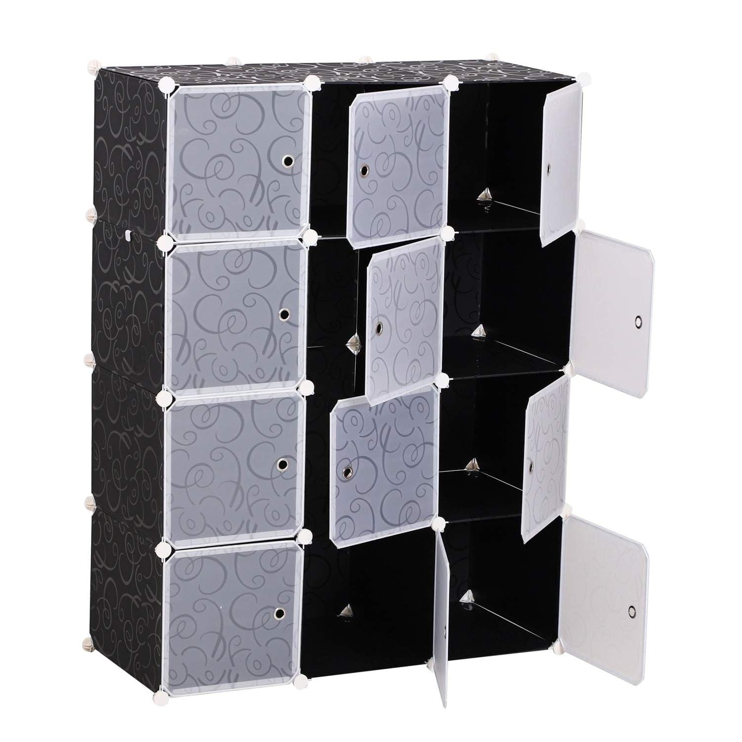 Modulär DIY Garderob med Klädstång, Svart/Vit