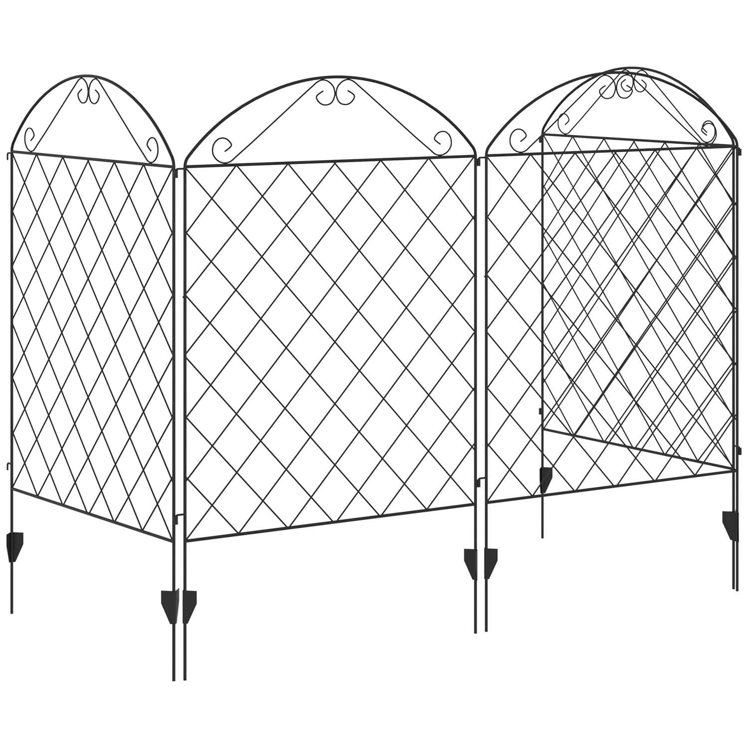 Dekorativt Trädgårdsstaket 4-pack Svart Nät 3,48x1,1 m