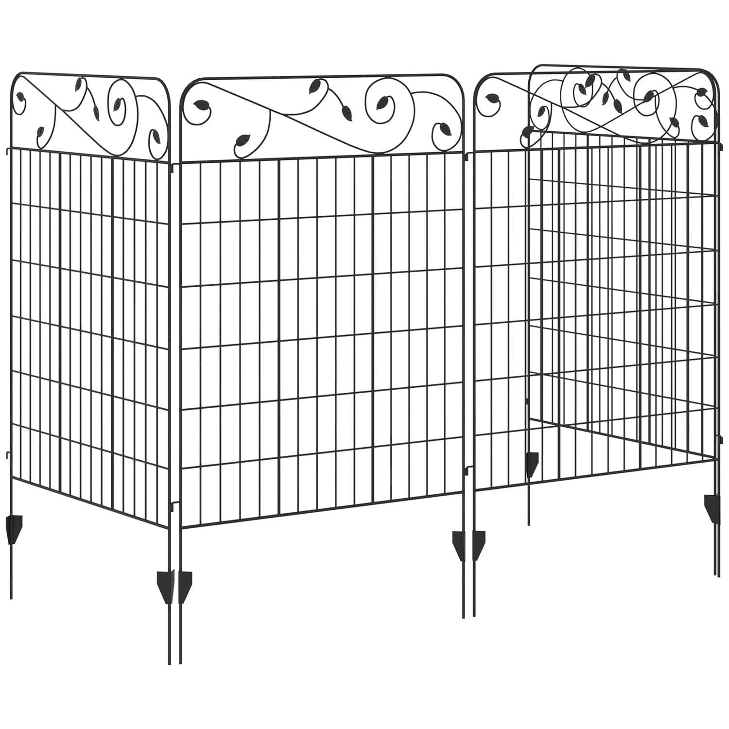 Trädgårdsstaket Set 4st 3,52x1,1m Svart Mesh