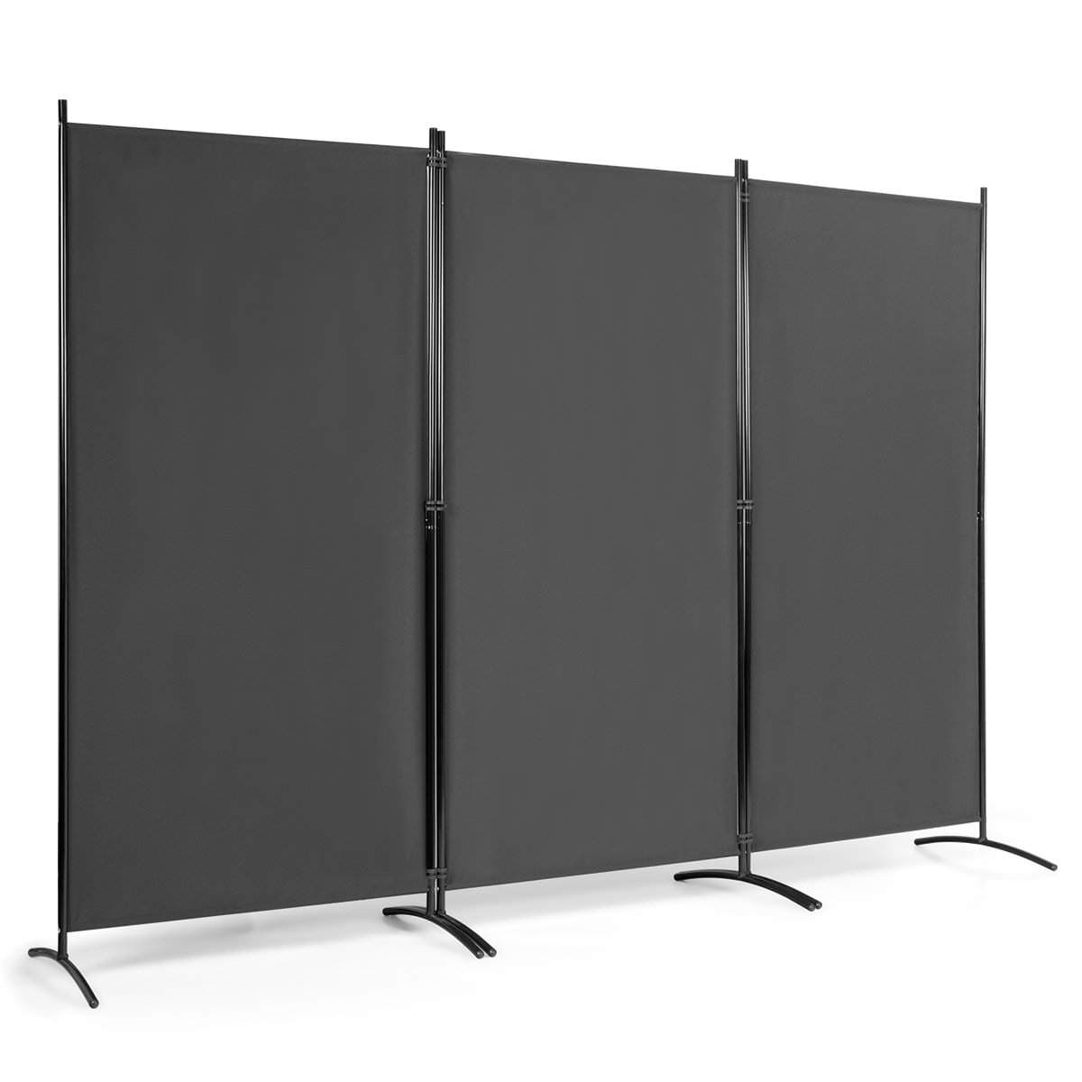 3-Panels rumsavdelare Vikbar Tyg Sekretessskärm 260 x 183 cm Grå