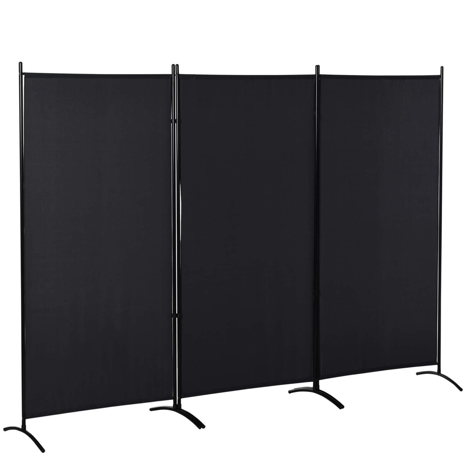 3-panels svart rumsavdelare – metallram, sekretessskärm