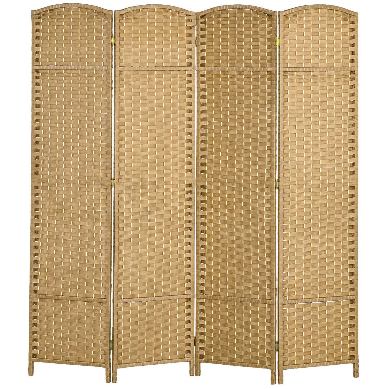 4-panels fällbar rumsavdelare – naturligt trä och polypropen