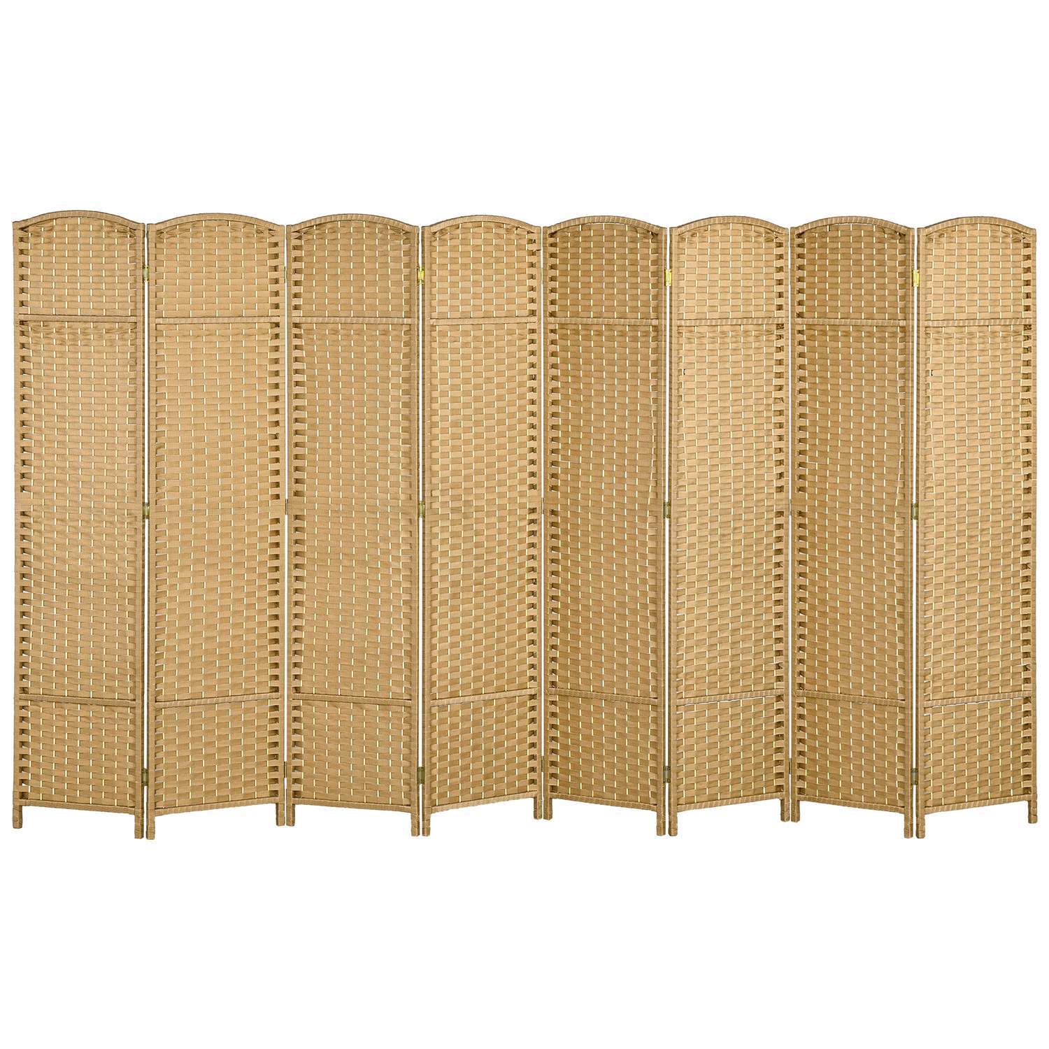 8-panels fällbar rumsavdelare – naturligt trä, sekretessskärm