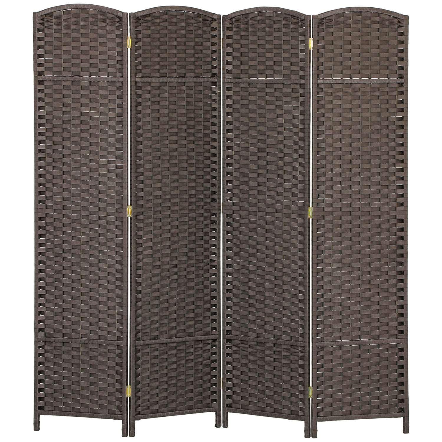 4-panels fällbar rumsavdelare – brun, hållbar sekretessskärm