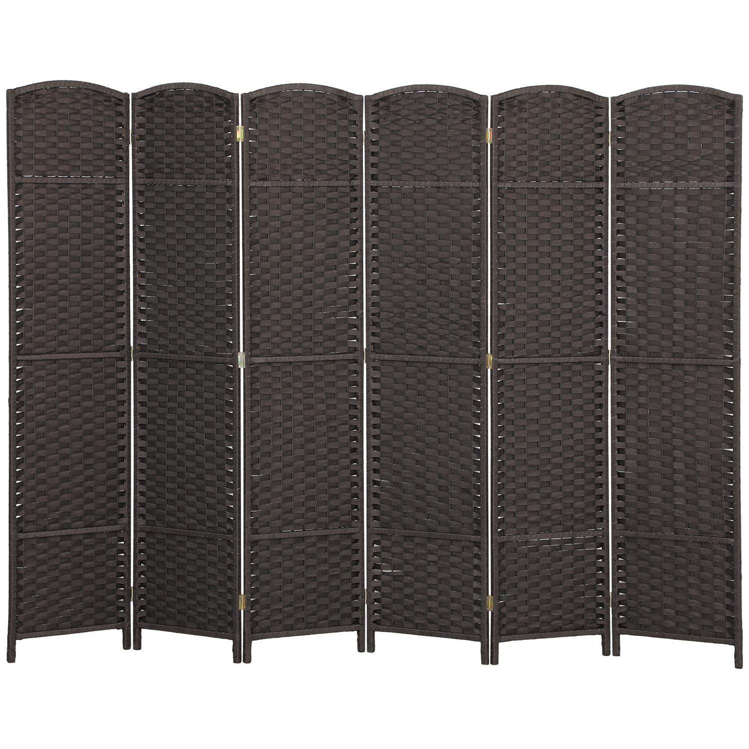 6-panels fällbar rumsavdelare – brun, hållbar sekretessskärm