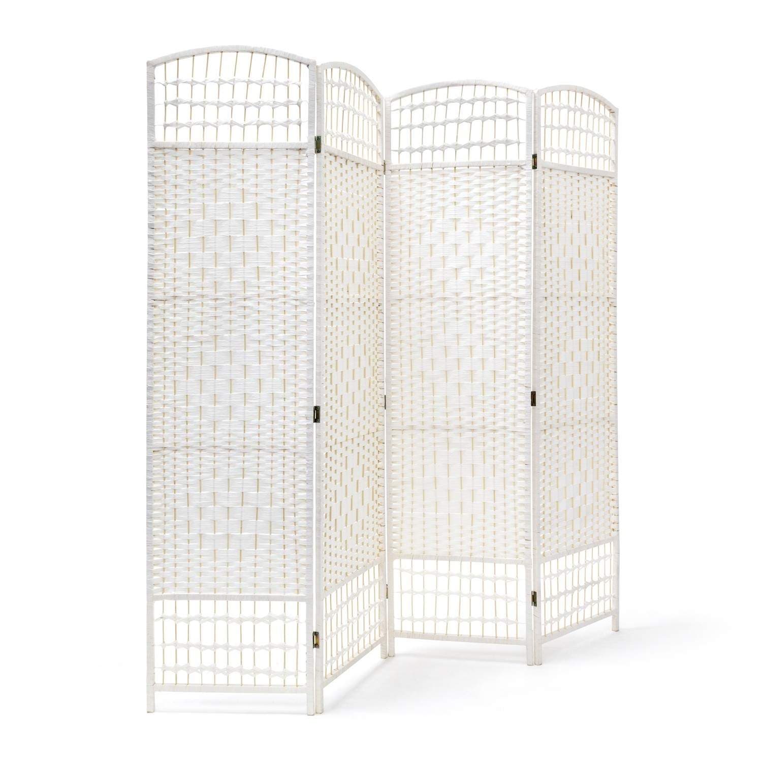 Vit rumsavdelare i trä – 4-panels sekretessskärm