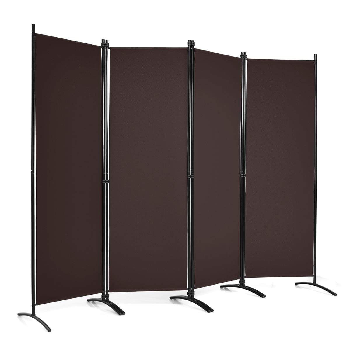 4-panelers rumsavdelare, 173 cm, brun, med stålram