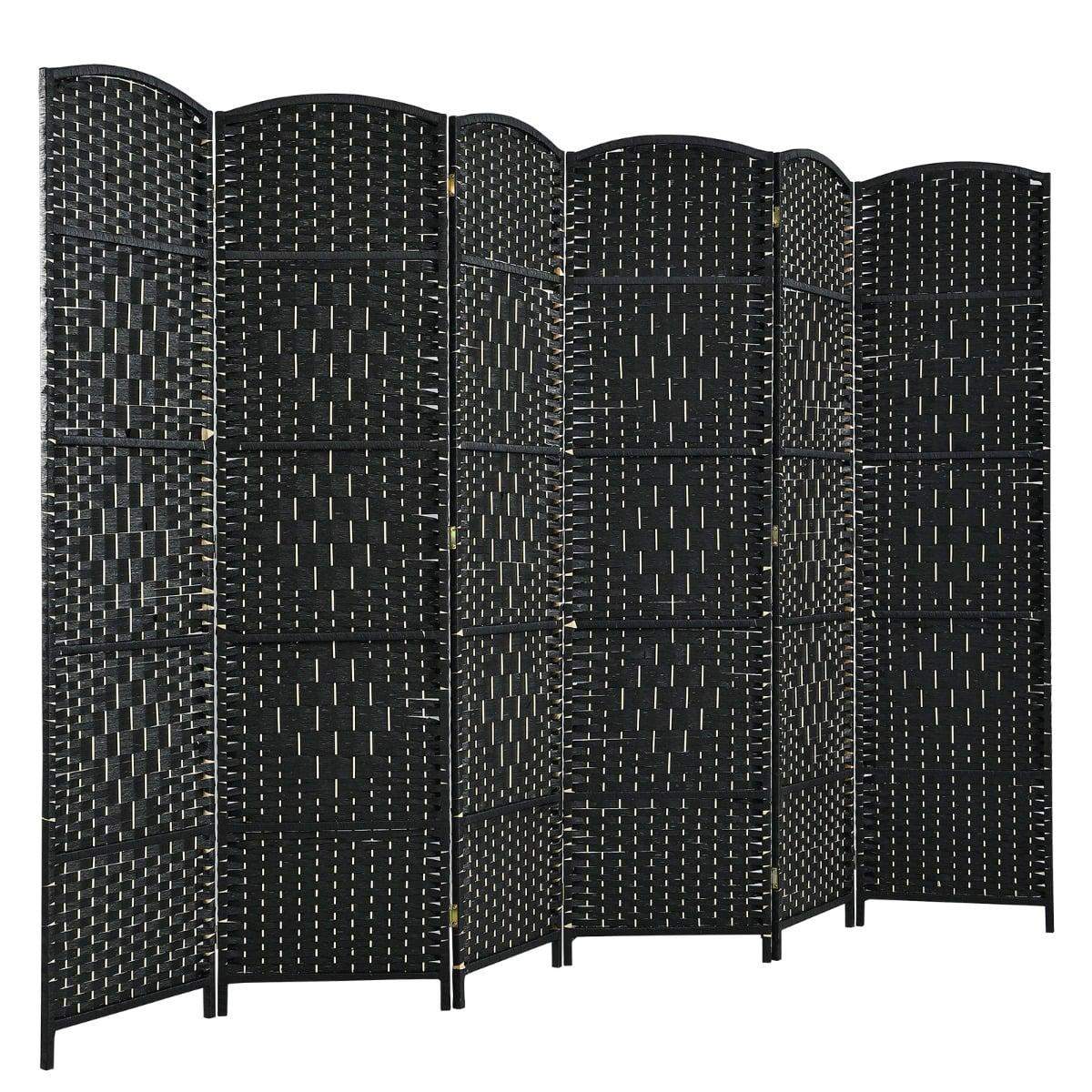 6-panelers svart rumsavdelare – träram, vikbar design
