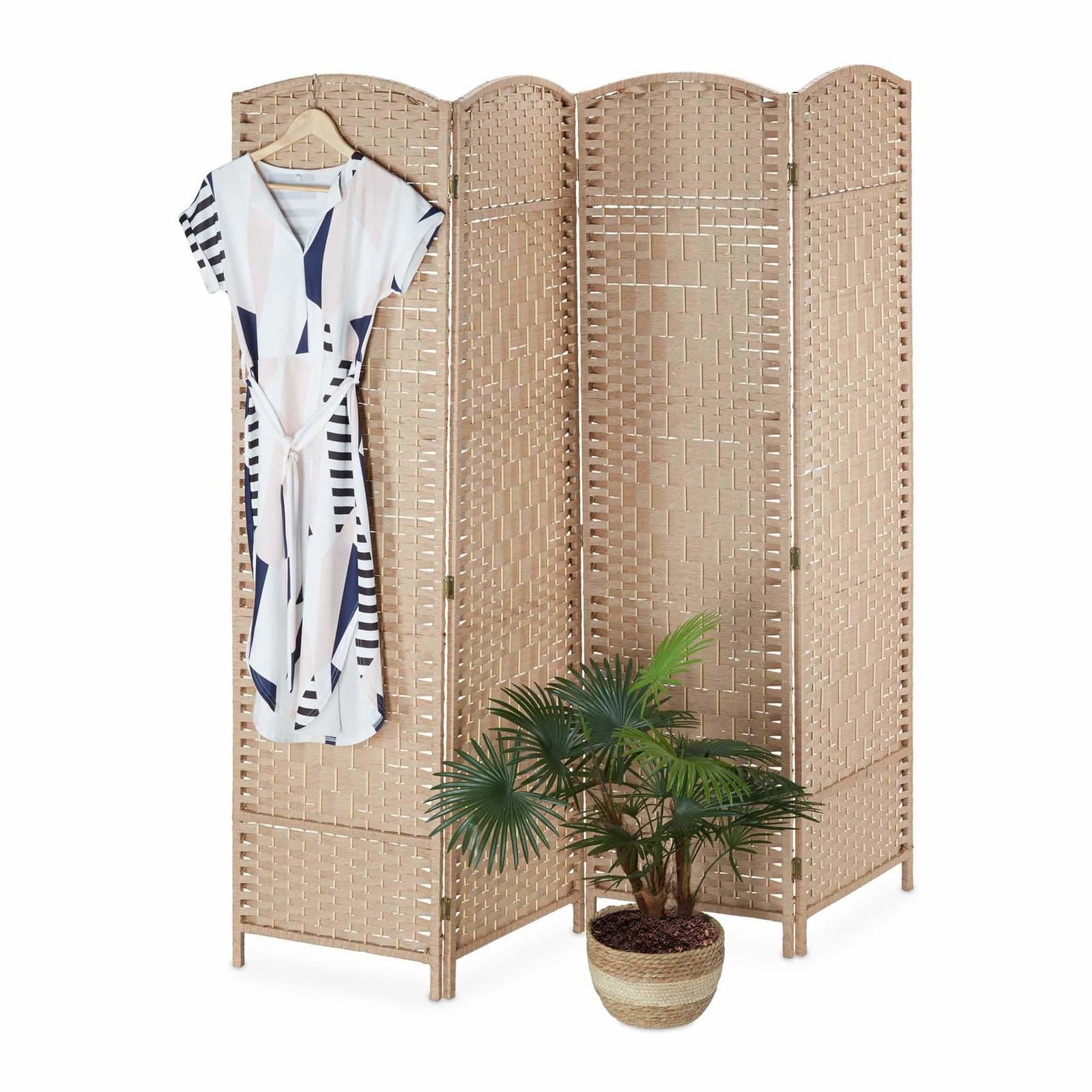 4-panels vikskärm i naturlig färg