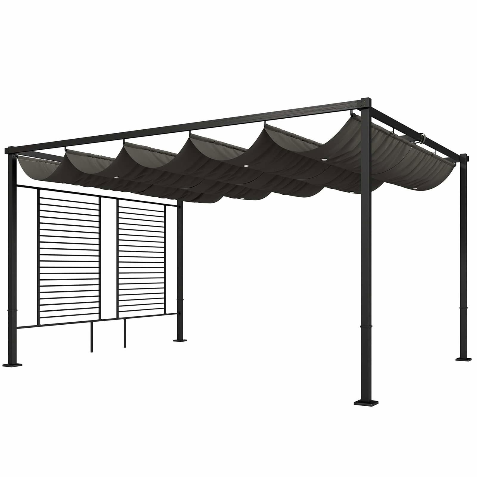 Pergola med utfällbart tak, UV50+ skydd, mörkgrå