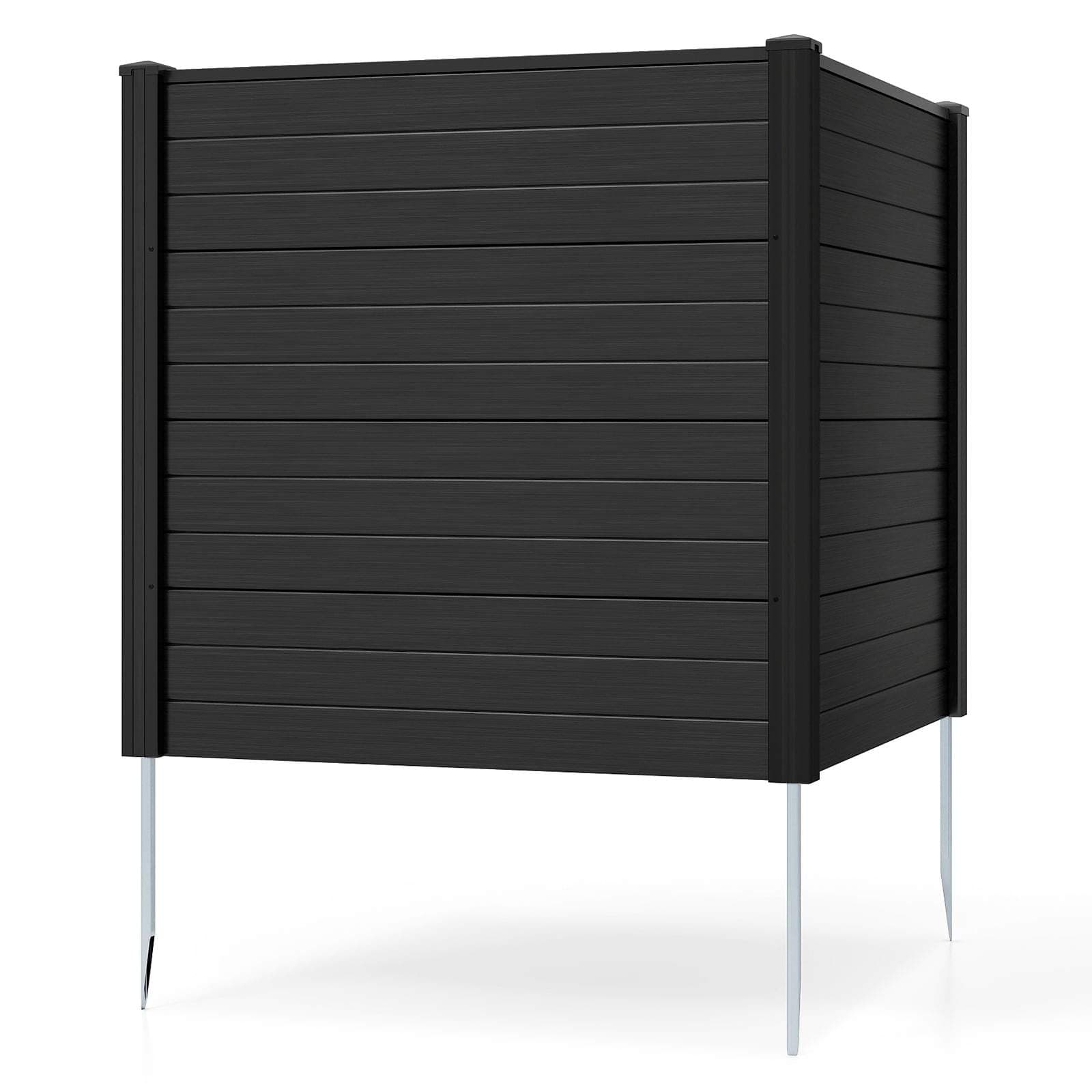 Insynsskyddande staketpaneler – 123x123 cm, svarta, metallpinnar