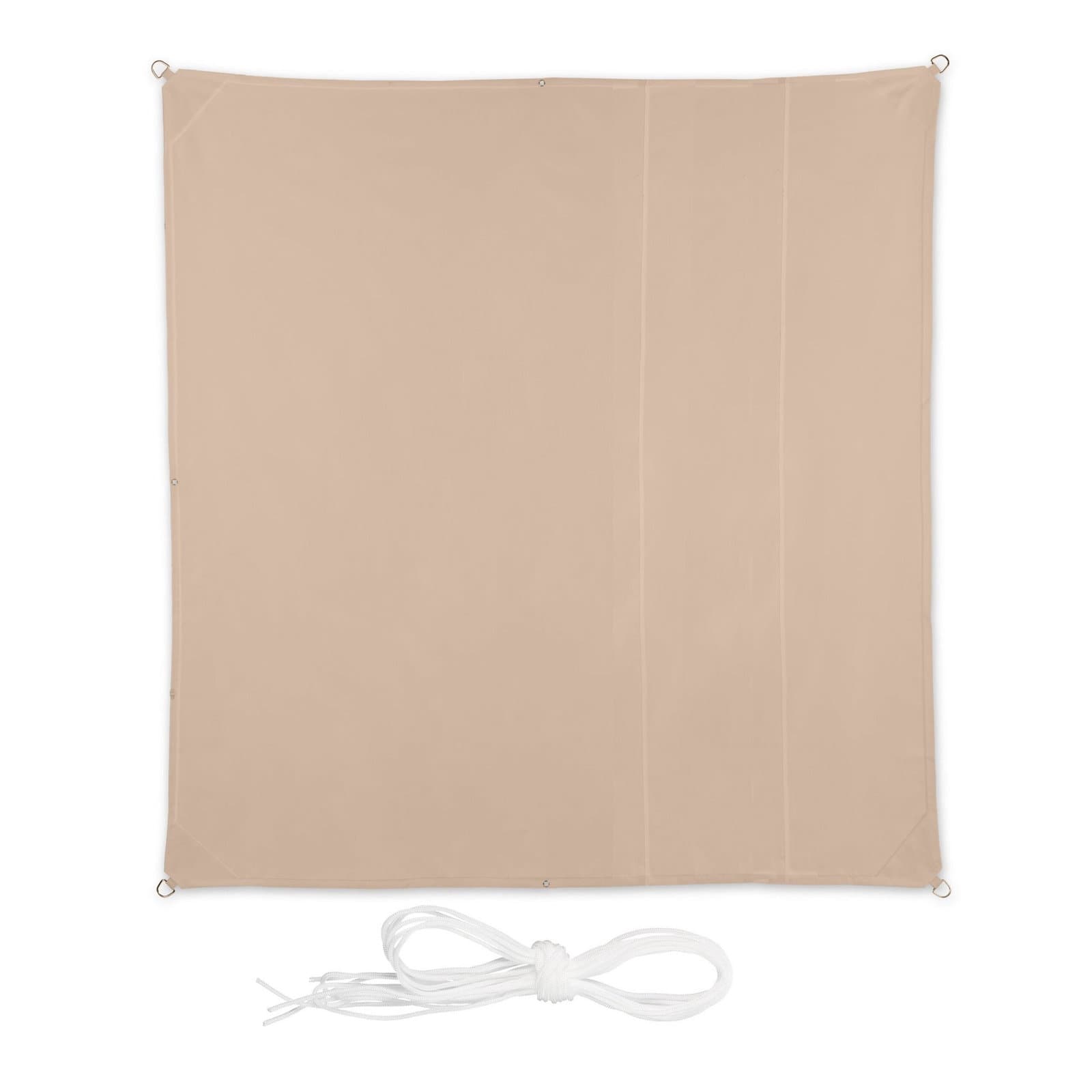 Fyrkantigt solsegel, beige, UV-skydd, 3 storlekar