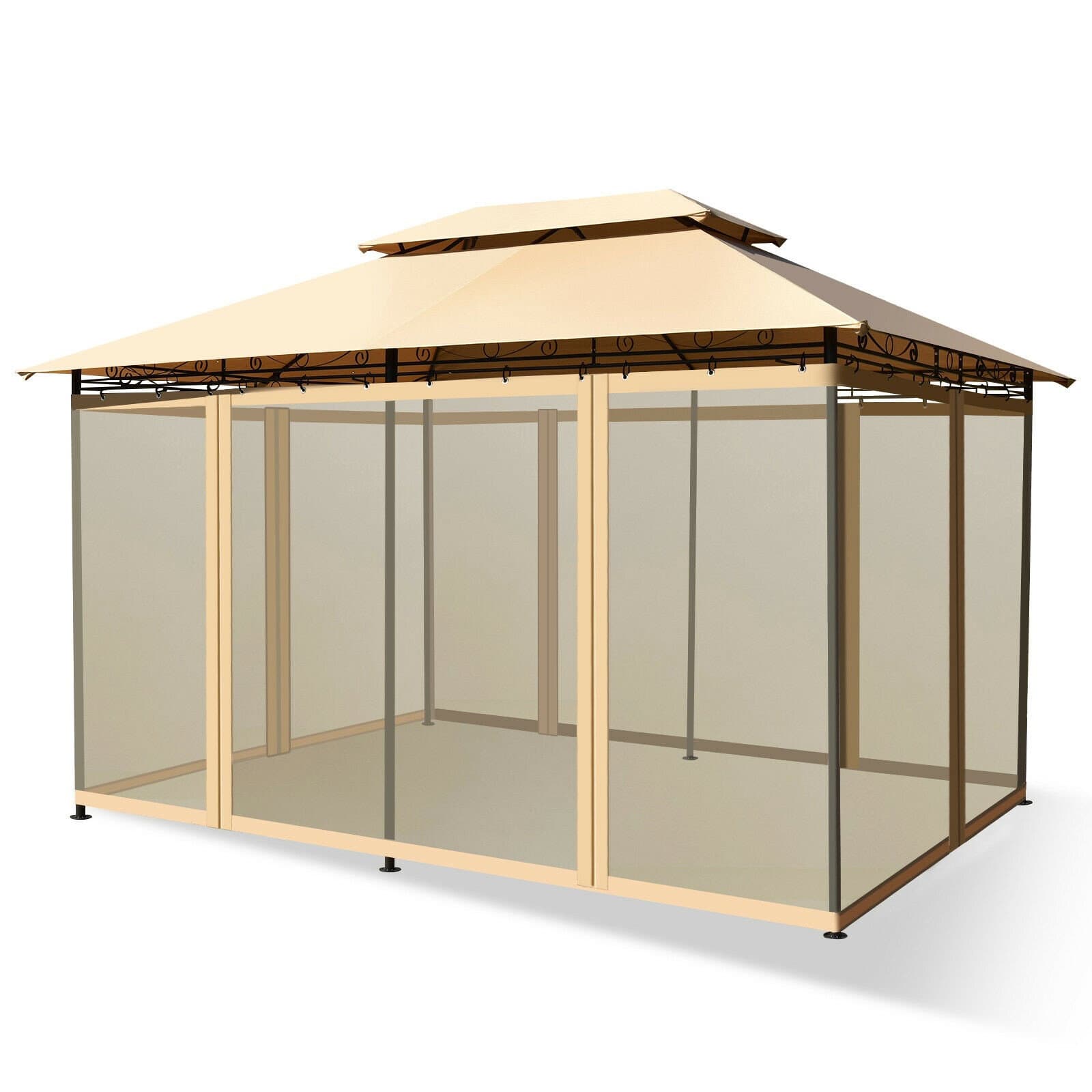 Paviljongtak 3 x 4,3 m, avtagbara nätväggar