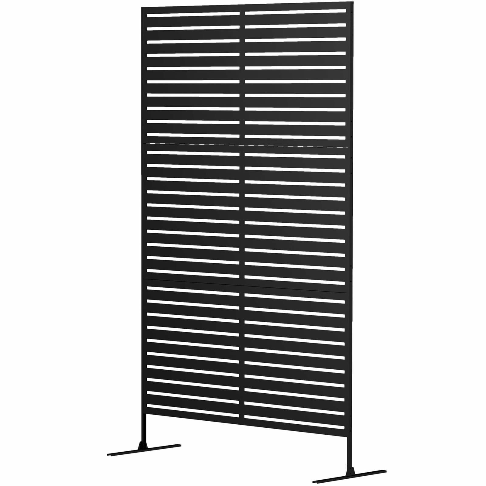 Rumsavdelare, 3 delar, 122 x 198 cm, fristående skärm i lameller, mellanvägg, 3-delad insynsskydd av stål, rumsavdelare utomhus,