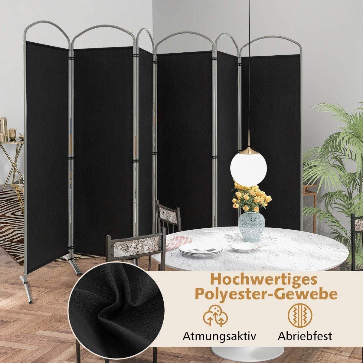 6-delat vikbar insynsskydd rumsavdelare tygvägg 331 x 51 x 188 cm svart 6-delat vikbar insynsskydd rumsavdelare tygvägg 331 x 51 x 188 cm svart