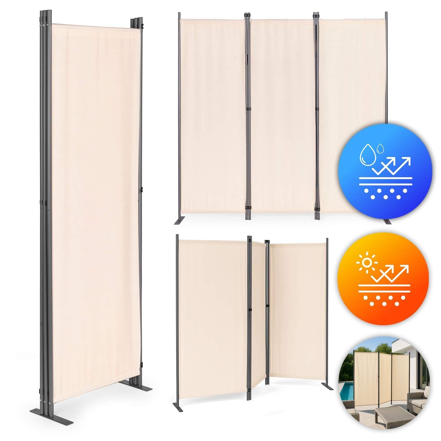Vikbar 3-panels trädgårds- och rumsavdelare 167x164 cm Beige MultiGarden