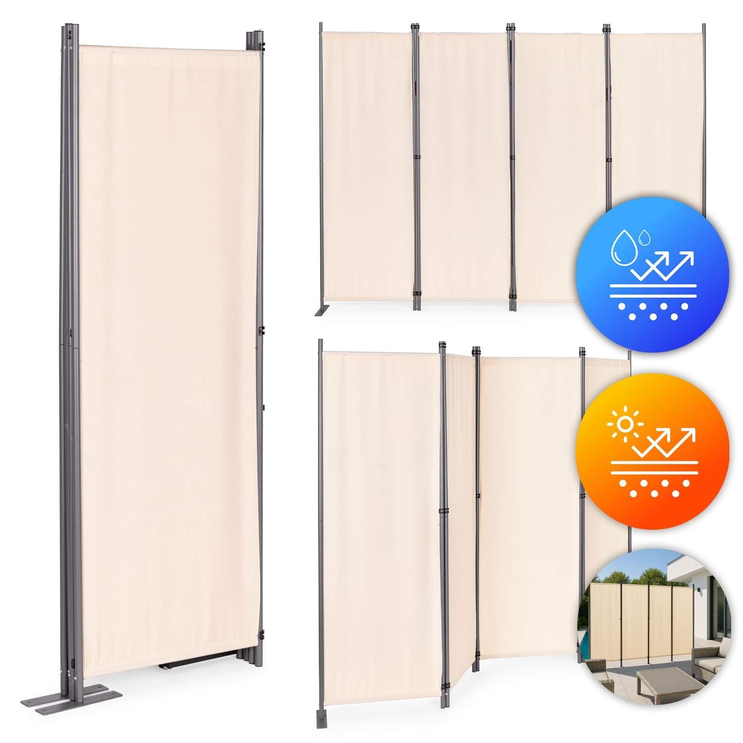 Vikbar 4-Panel Trädgårds- och Rumsavdelare 167x216 cm Beige MultiGarden