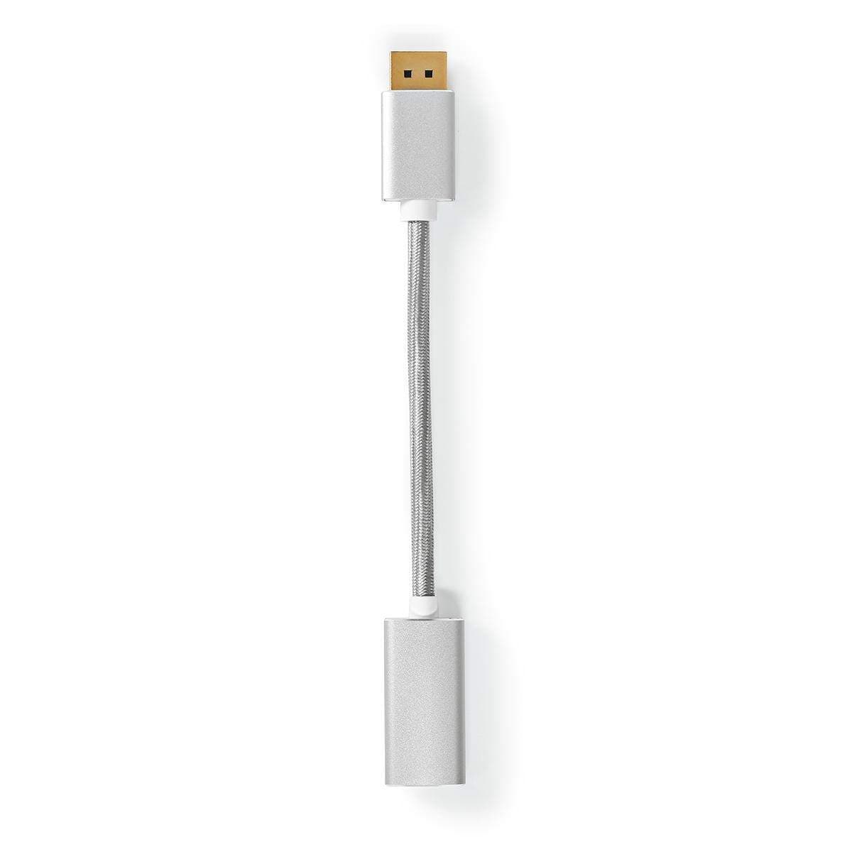 Displayport-kabel | DisplayPort Hane | HDMI™ Utgång | 4K@60Hz | Guldplaterad | 0.20 m | Rund | Flätad | Silver | Kartong med täc