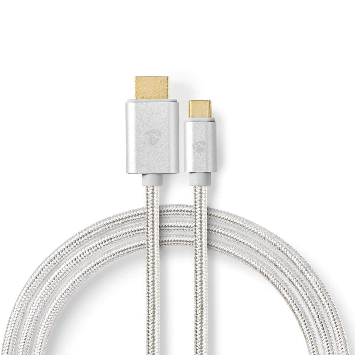 USB-C™ Adapter | USB 3.2 Gen 1 | USB-C™ Hane | HDMI™ Kontakt | 4K@60Hz | 18 Gbps | 2.00 m | Rund | Guldplaterad | Flätad / Nylon