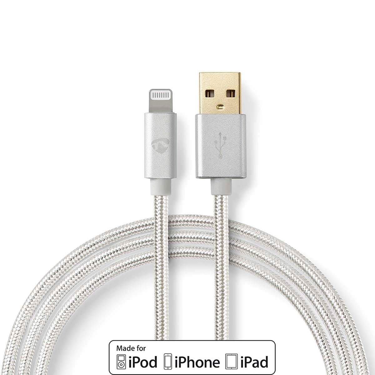 Lightning Kabel | USB 2.0 | Apple Lightning, 8-stifts | USB-A Hane | 480 Mbps | Guldplaterad | 3.00 m | Rund | Flätad / Nylon | Lightning Kabel | USB 2.0 | Apple Lightning, 8-stifts | USB-A Hane | 480 Mbps | Guldplaterad | 3.00 m | Rund | Flätad / Nylon |