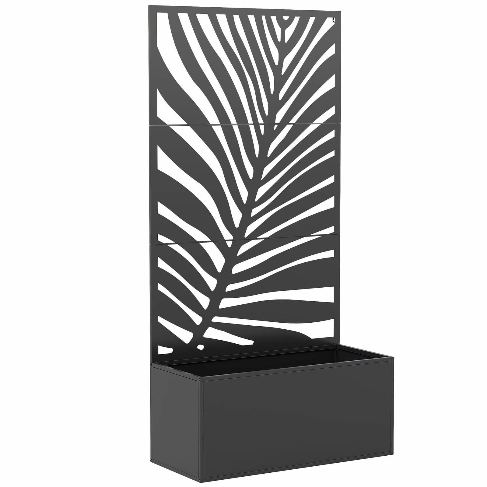 Metallkruka med spaljé – 122L, svart, 90x40x180 cm