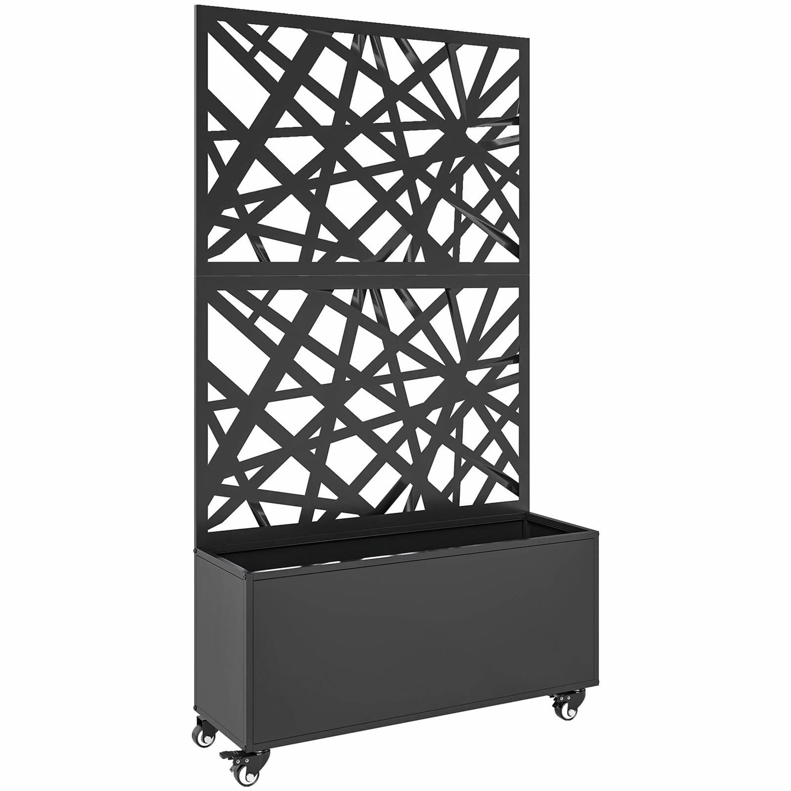 Metalllåda med spaljé och hjul – 90 x 30 x 160 cm