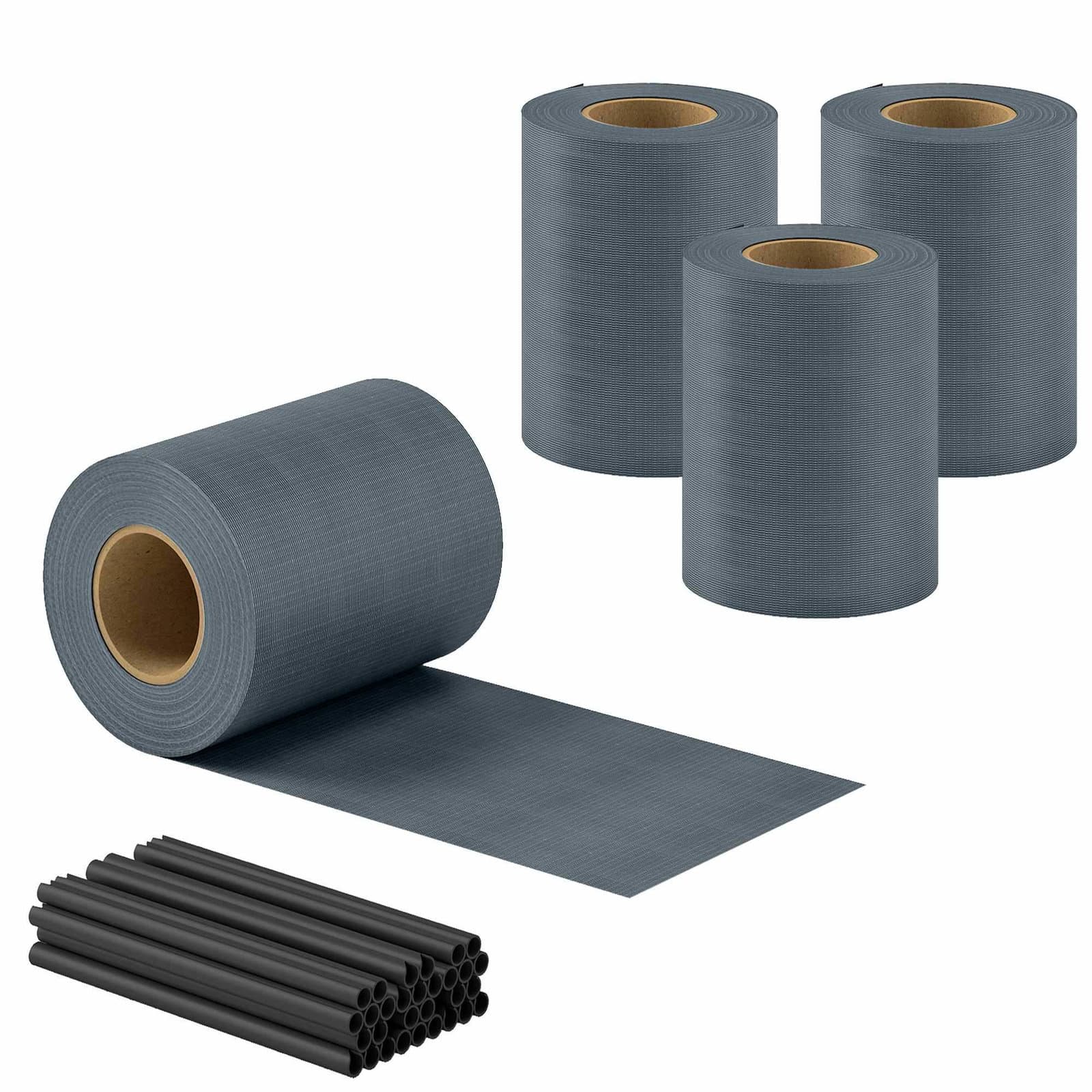 Set med insynsskyddande staketremsor – UV och vattentät, 35 m x 19 cm, grå