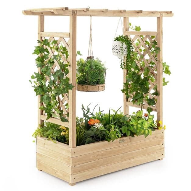 Trälåda med spaljétak, gran 110 cm