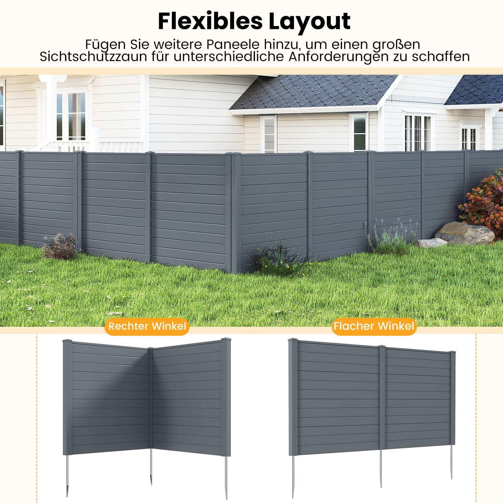 Utomhus staketpaneler för avskildhet, 2-pack 123 x 123 cm, metallspikar