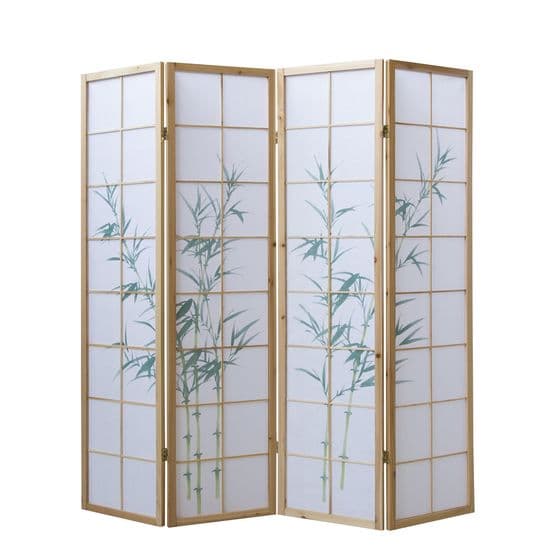 Homestyle4u Rumsavdelare - 4 Delar - Ljus Bambu