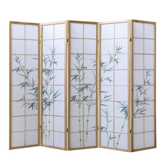 Homestyle4u Rumsavdelare - 5 Delar - Ljus Bambu